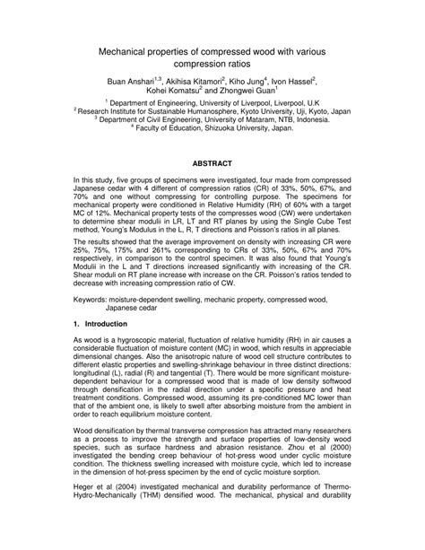 compression test on wood|Mechanical properties of compressed wood .